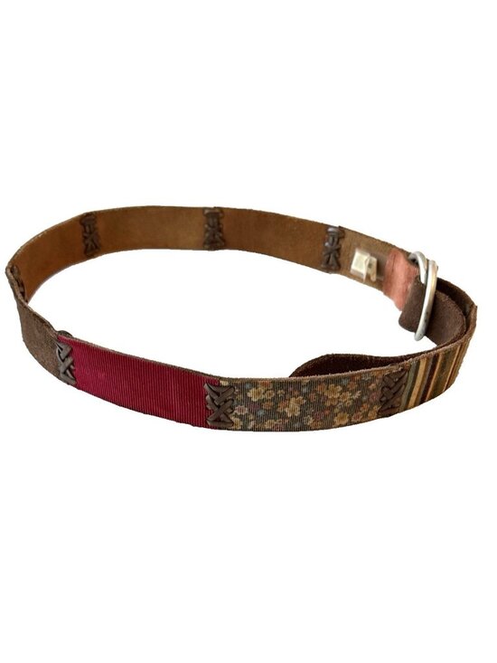 Lucky Brand Genuine Leather Suede Colorful Patchwork Belt Women\'s Size M 1.5\